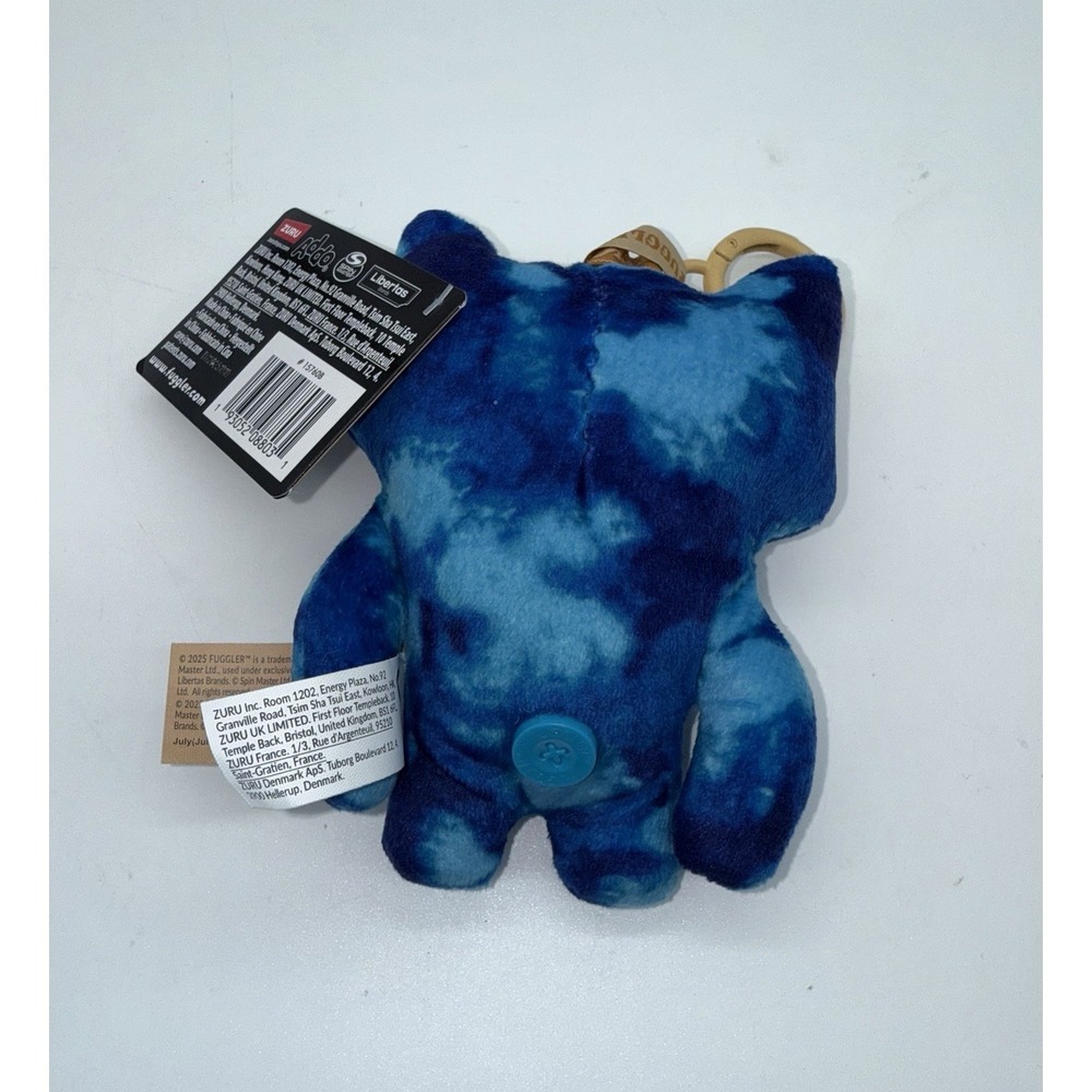 FUGGLER Keyring Plush Keychain‎ Funny Ugly Monster Collectible BLUE BUTTON New